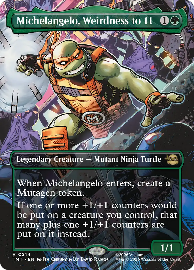 Michelangelo, Weirdness to 11 - Rare Legendary Creature — Mutant Ninja Turtle card from Teenage Mutant Ninja Turtles