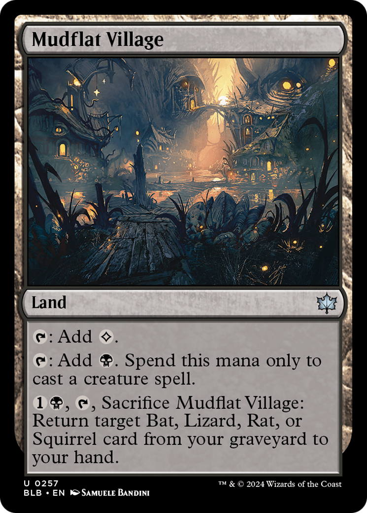 Mudflat Village - Uncommon Land card from Bloomburrow