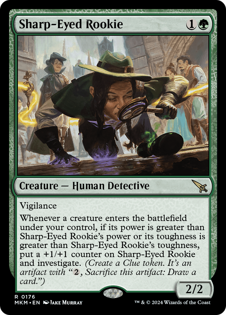 Sharp-Eyed Rookie - Rare Creature — Human Detective card from Murders at Karlov Manor