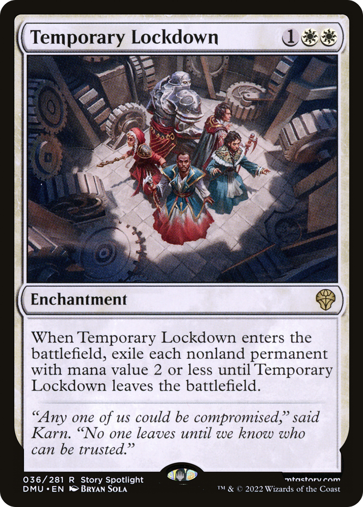 Temporary Lockdown - Rare Enchantment card from Dominaria United