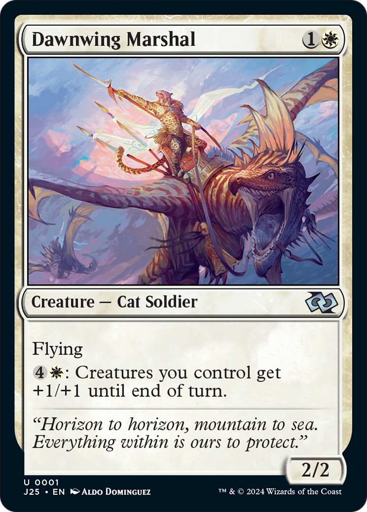 Dawnwing Marshal - Uncommon Creature — Cat Soldier card from Foundations Jumpstart