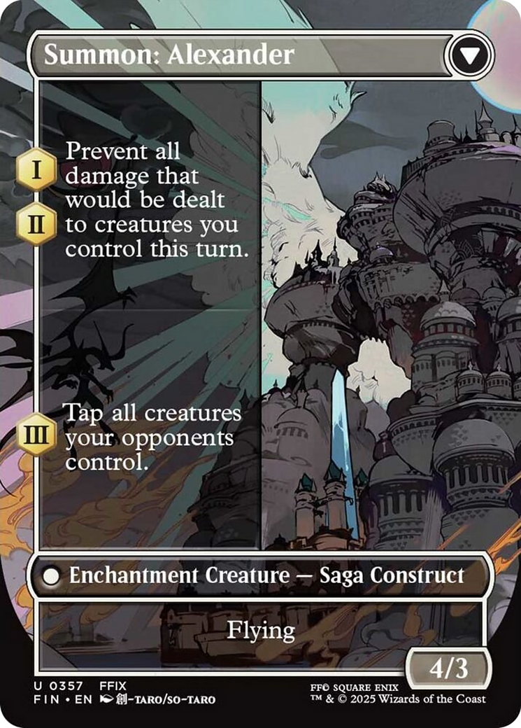 Back face of Crystal Fragments // Summon: Alexander - Enchantment Creature — Saga Construct card