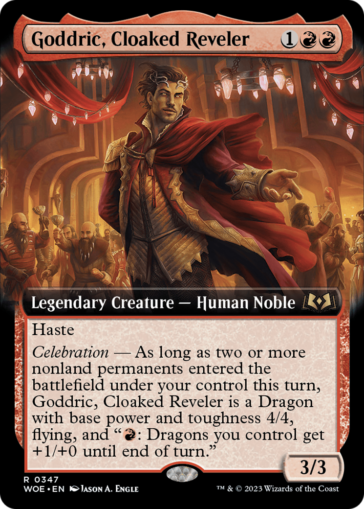 Goddric, Cloaked Reveler - Rare Legendary Creature — Human Noble card from Wilds of Eldraine