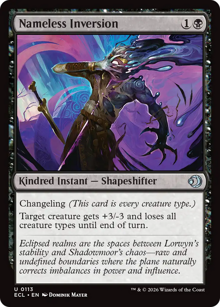 Nameless Inversion - Uncommon Kindred Instant — Shapeshifter card from Lorwyn Eclipsed