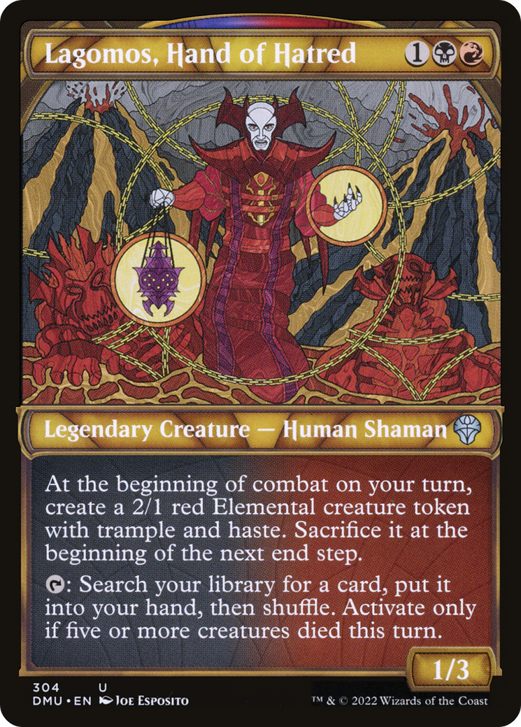 Lagomos, Hand of Hatred - Uncommon Legendary Creature — Human Shaman card from Dominaria United