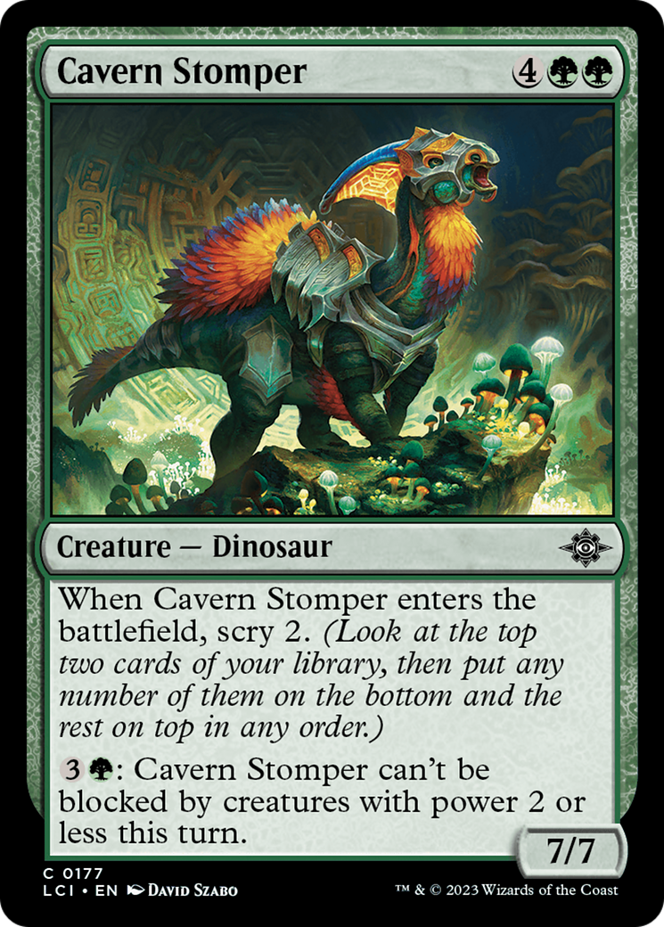 Cavern Stomper - Common Creature — Dinosaur card from The Lost Caverns of Ixalan