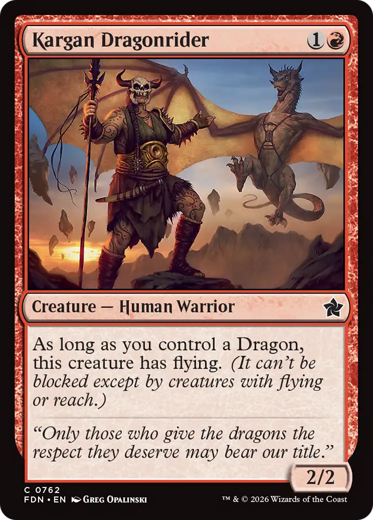 Kargan Dragonrider - Common Creature — Human Warrior card from Foundations