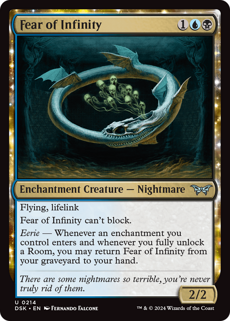 Fear of Infinity - Uncommon Enchantment Creature — Nightmare card from Duskmourn: House of Horror