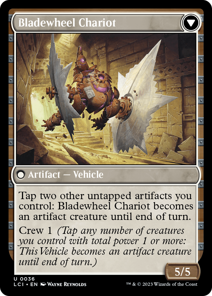 Back face of Spring-Loaded Sawblades // Bladewheel Chariot - Artifact — Vehicle card