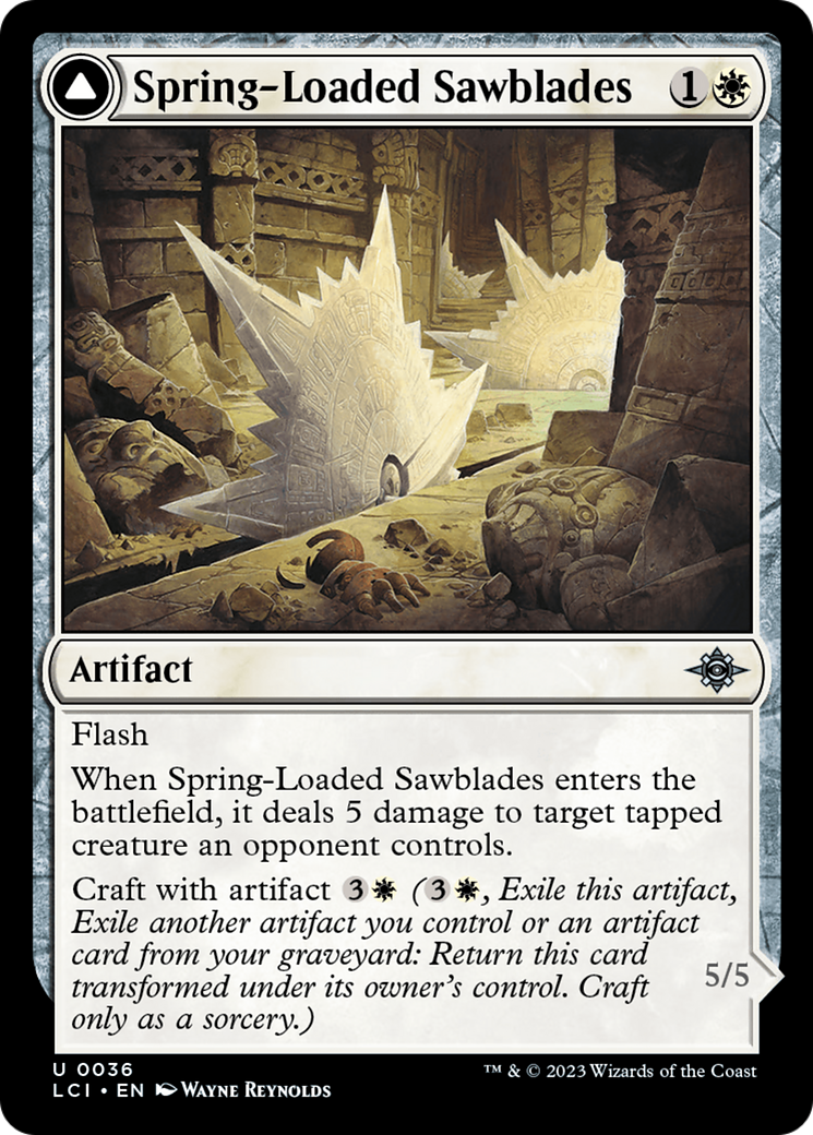 Spring-Loaded Sawblades // Bladewheel Chariot - Uncommon Artifact — Vehicle card from The Lost Caverns of Ixalan
