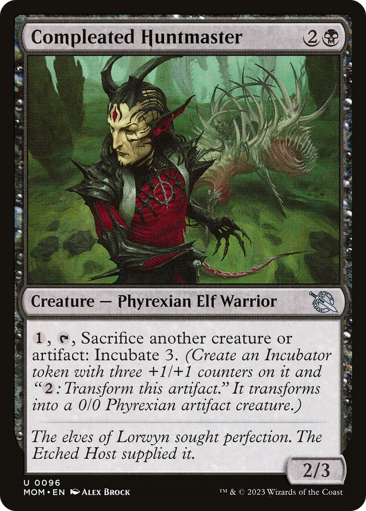 Compleated Huntmaster - Uncommon Creature — Phyrexian Elf Warrior card from March of the Machine