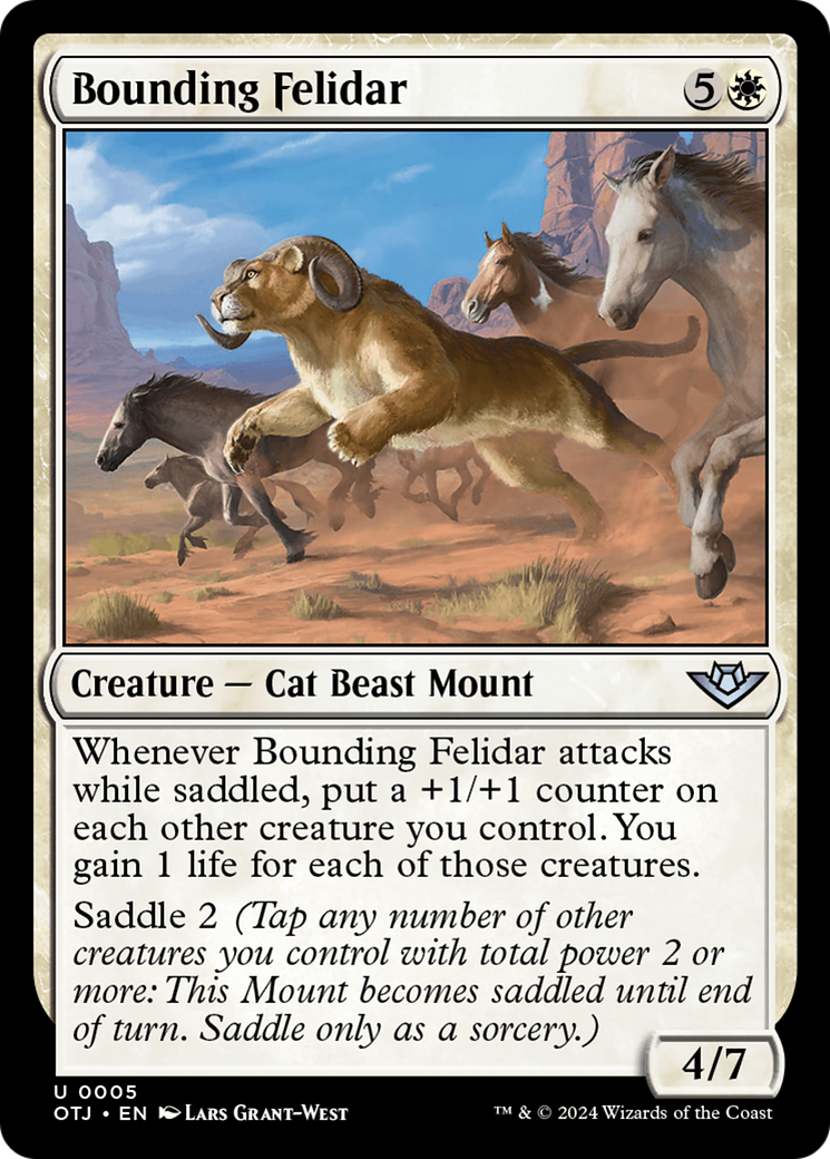 Bounding Felidar - Uncommon Creature — Cat Beast Mount card from Outlaws of Thunder Junction