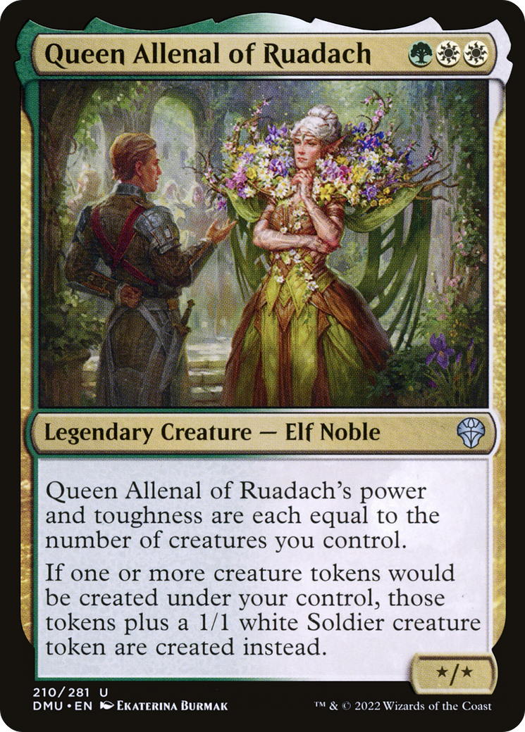 Queen Allenal of Ruadach - Uncommon Legendary Creature — Elf Noble card from Dominaria United