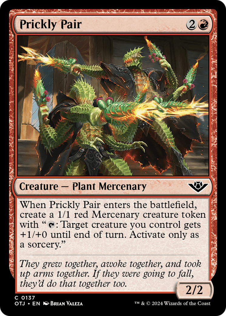 Prickly Pair - Common Creature — Plant Mercenary card from Outlaws of Thunder Junction