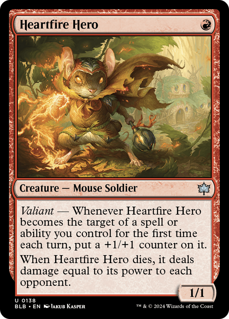 Heartfire Hero - Uncommon Creature — Mouse Soldier card from Bloomburrow