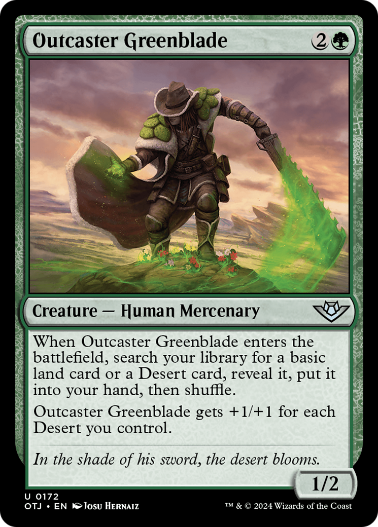 Outcaster Greenblade - Uncommon Creature — Human Mercenary card from Outlaws of Thunder Junction