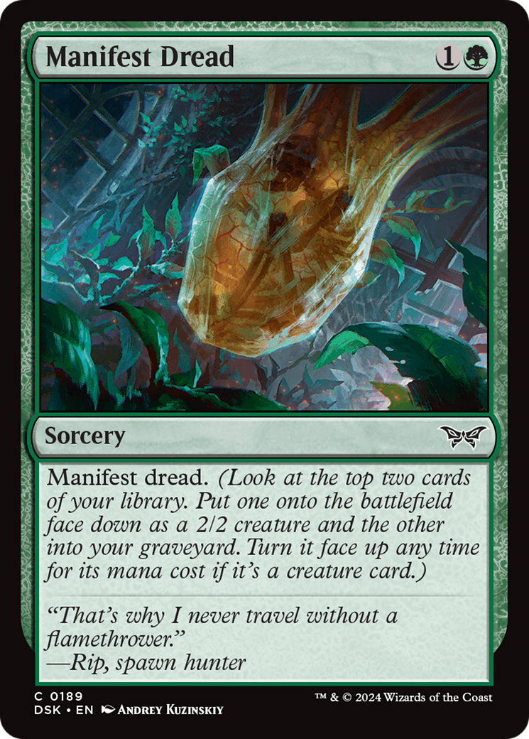 Manifest Dread - Common Sorcery card from Duskmourn: House of Horror