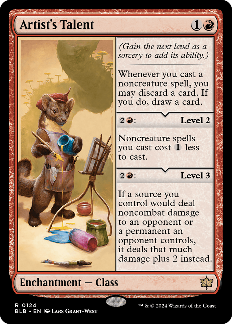 Artist's Talent - Rare Enchantment — Class card from Bloomburrow
