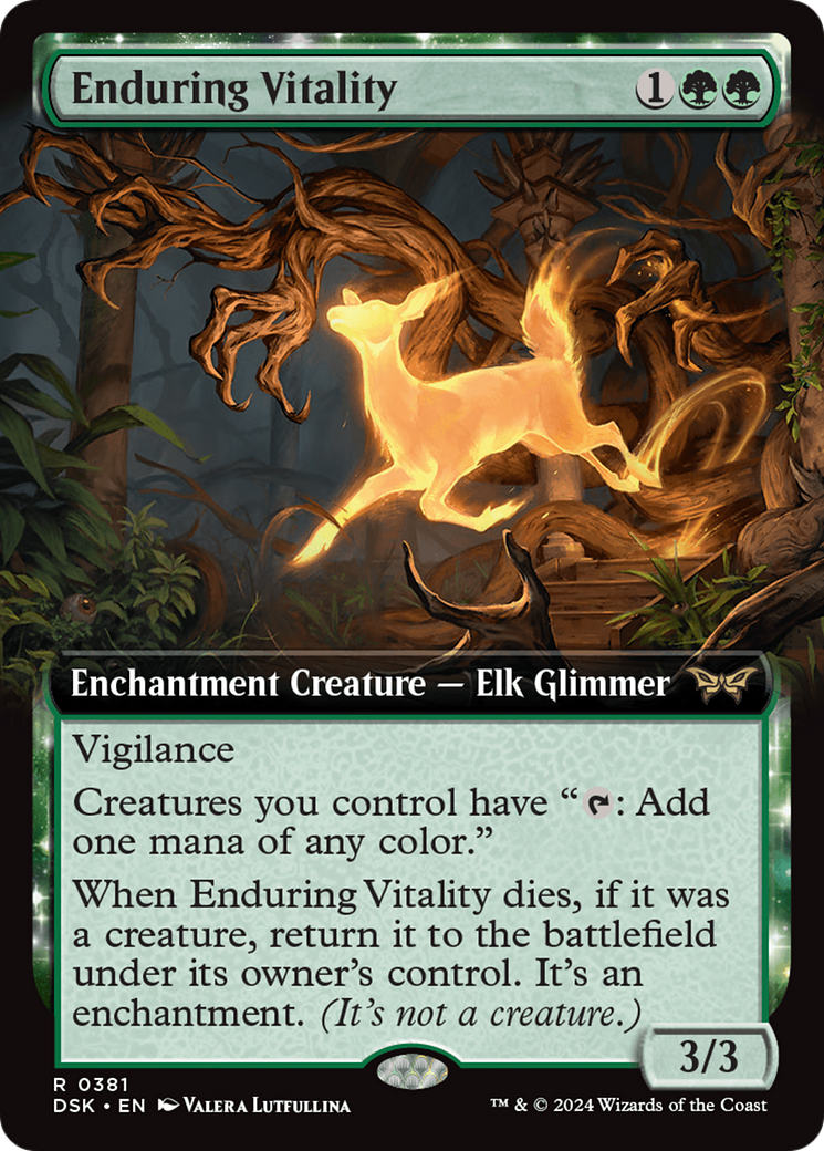 Enduring Vitality - Rare Enchantment Creature — Elk Glimmer card from Duskmourn: House of Horror
