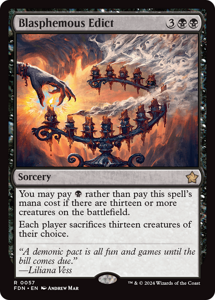 Blasphemous Edict - Rare Sorcery card from Foundations