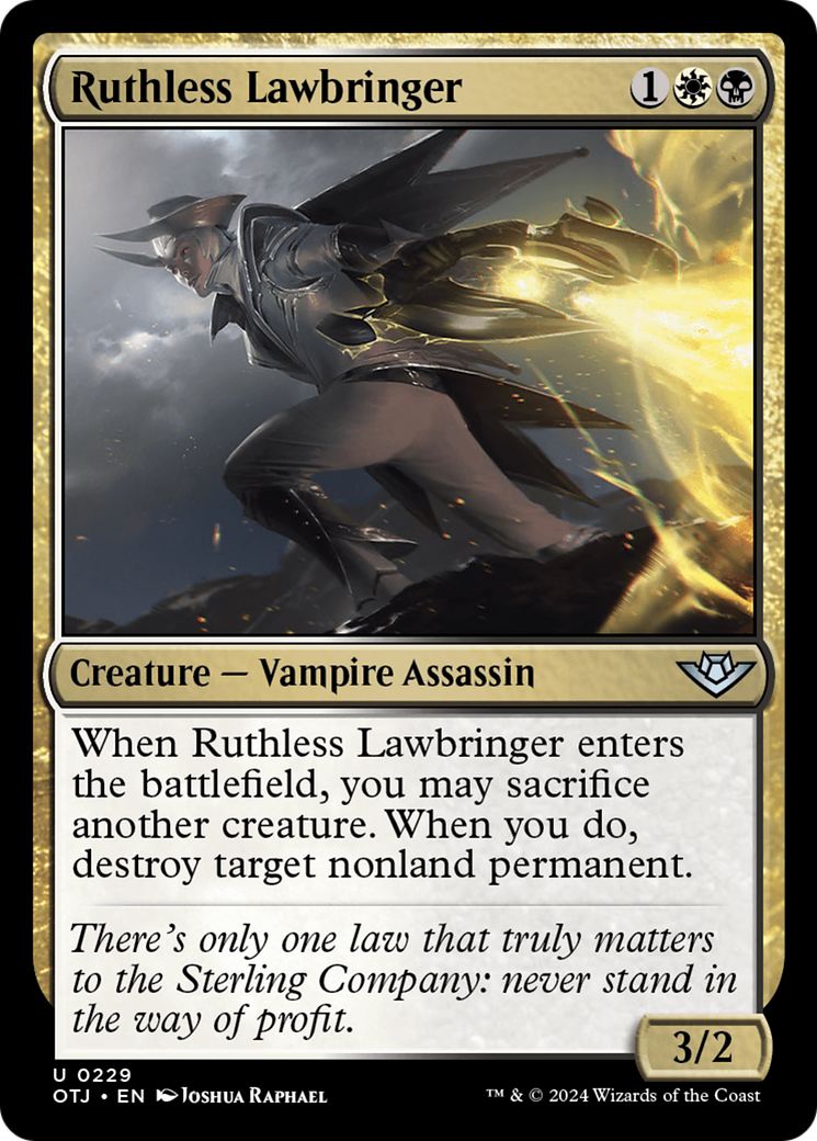 Ruthless Lawbringer - Uncommon Creature — Vampire Assassin card from Outlaws of Thunder Junction