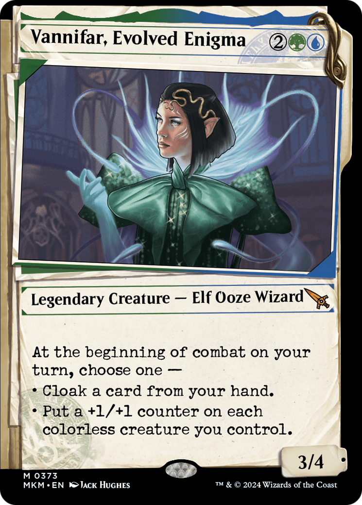 Vannifar, Evolved Enigma - Mythic Legendary Creature — Elf Ooze Wizard card from Murders at Karlov Manor