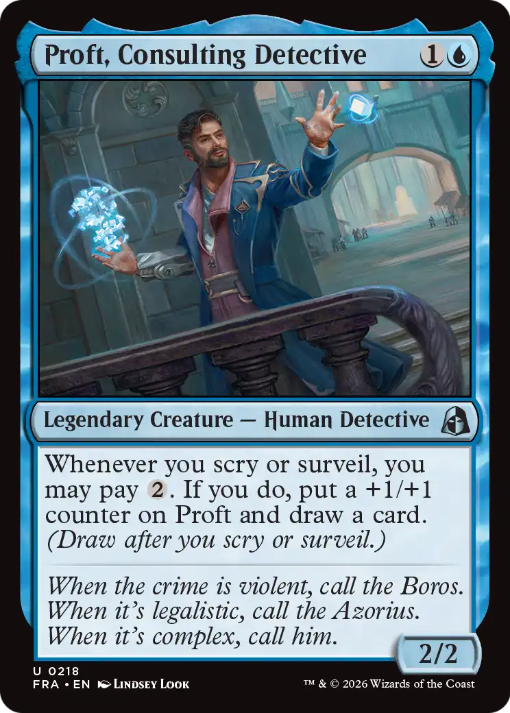 Proft, Consulting Detective - Uncommon Legendary Creature — Human Detective card from Reality Fracture