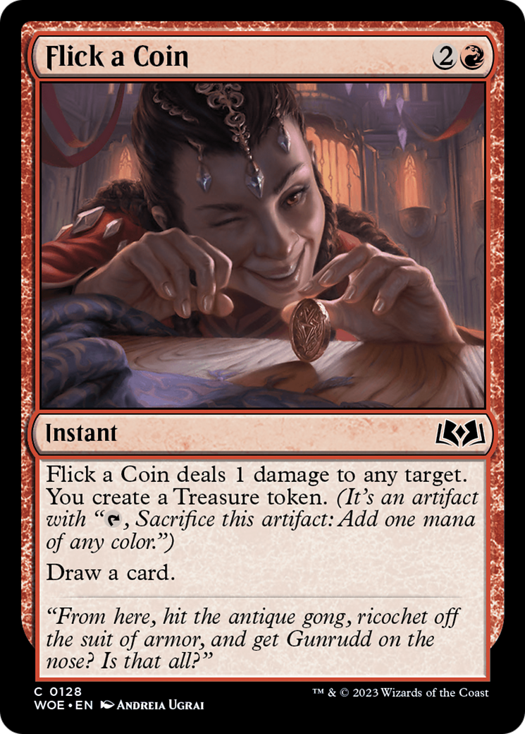 Flick a Coin - Common Instant card from Wilds of Eldraine