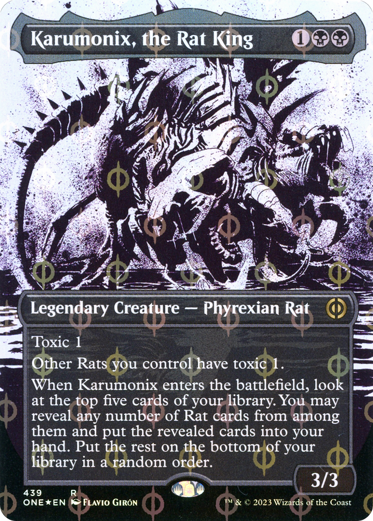 Karumonix, the Rat King - Rare Legendary Creature — Phyrexian Rat card from Phyrexia: All Will Be One