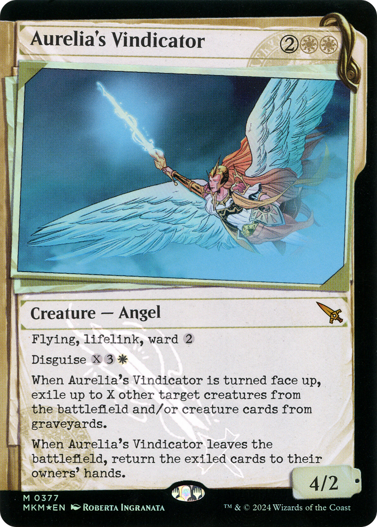 Aurelia's Vindicator - Mythic Creature — Angel card from Murders at Karlov Manor