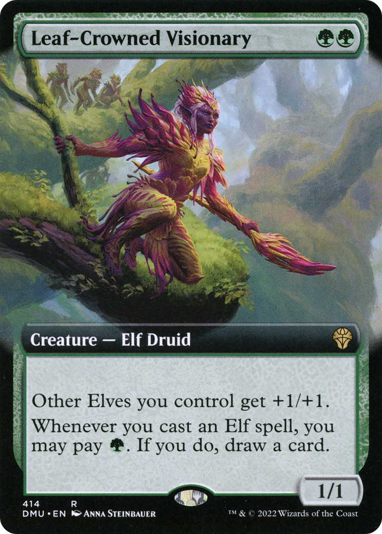 Leaf-Crowned Visionary - Rare Creature — Elf Druid card from Dominaria United