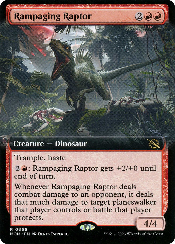 Rampaging Raptor - Rare Creature — Dinosaur card from March of the Machine
