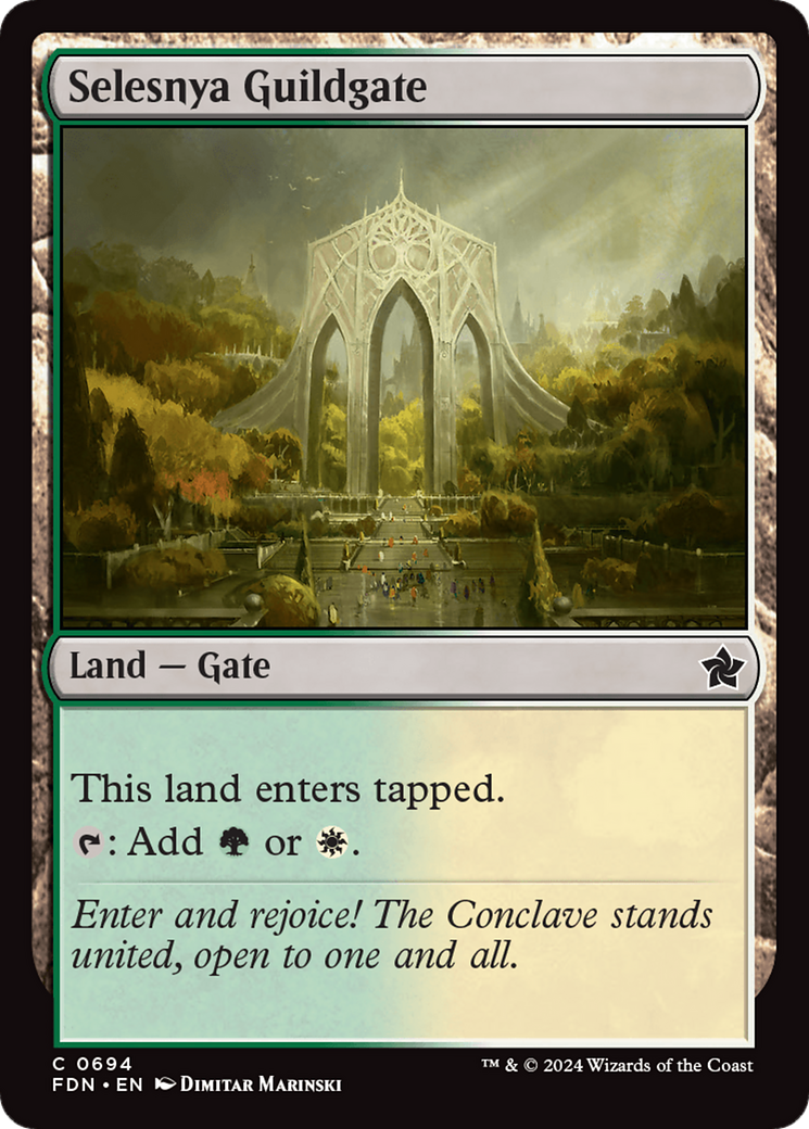 Selesnya Guildgate - Common Land — Gate card from Foundations