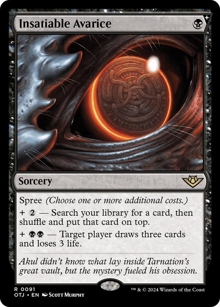 Insatiable Avarice - Rare Sorcery card from Outlaws of Thunder Junction