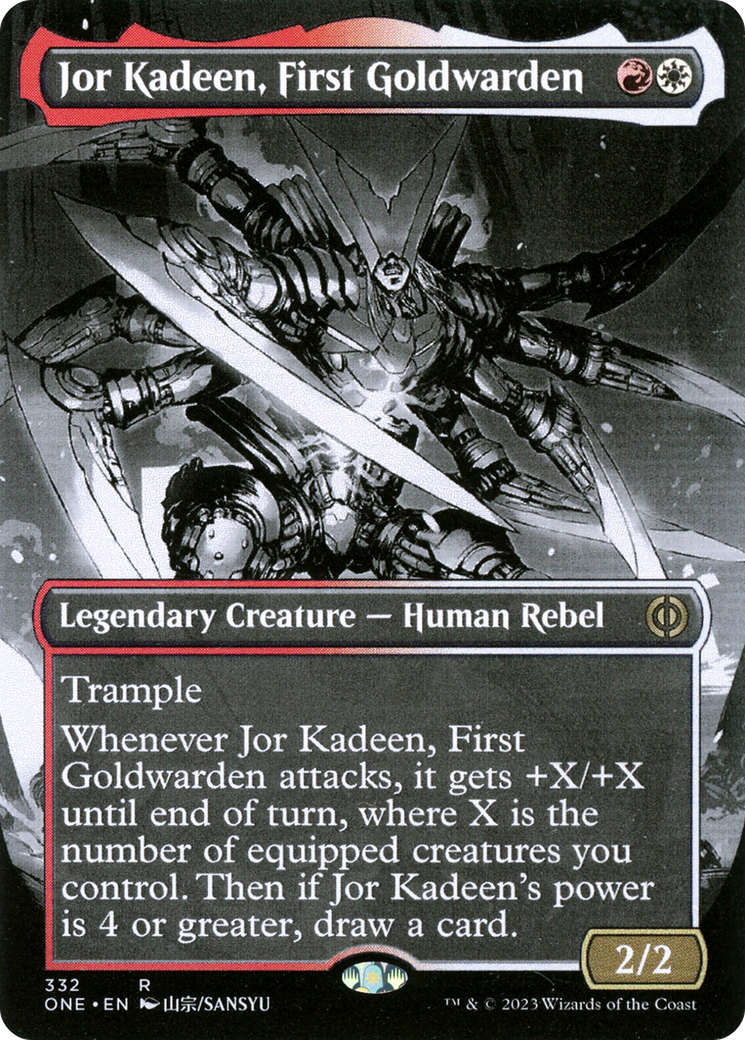 Jor Kadeen, First Goldwarden - Rare Legendary Creature — Human Rebel card from Phyrexia: All Will Be One