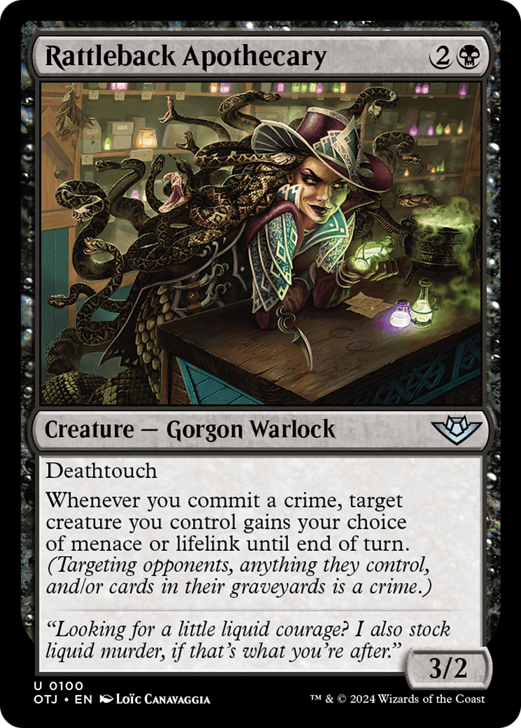 Rattleback Apothecary - Uncommon Creature — Gorgon Warlock card from Outlaws of Thunder Junction