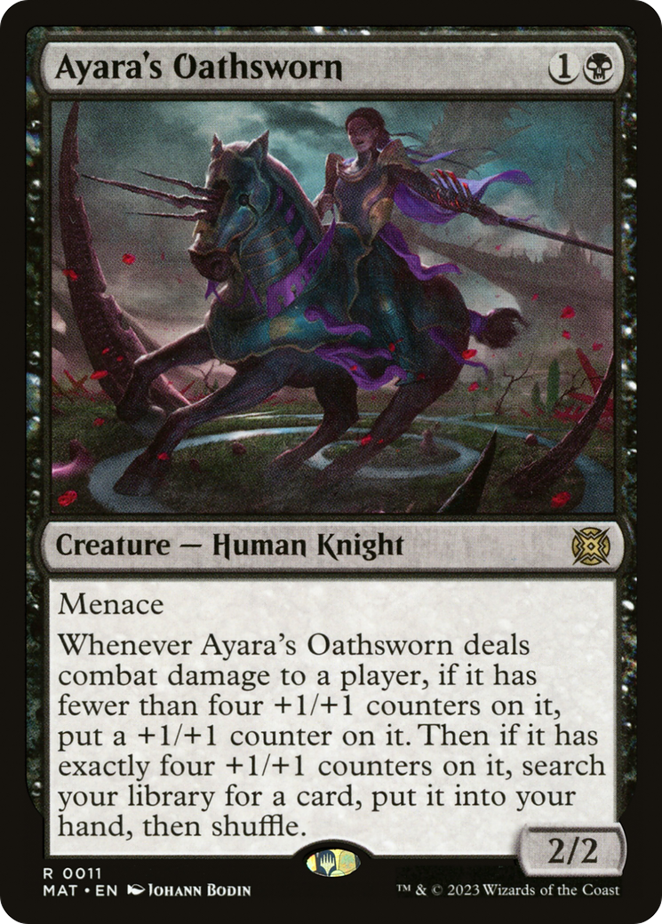 Ayara's Oathsworn - Rare Creature — Human Knight card from March of the Machine: The Aftermath
