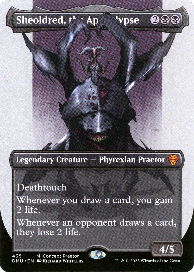 Sheoldred, the Apocalypse - Mythic Legendary Creature — Phyrexian Praetor card from Dominaria United