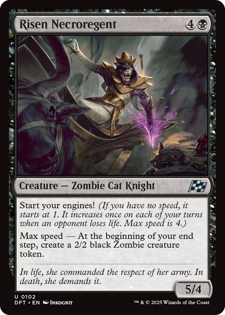 Risen Necroregent - Uncommon Creature — Zombie Cat Knight card from Aetherdrift