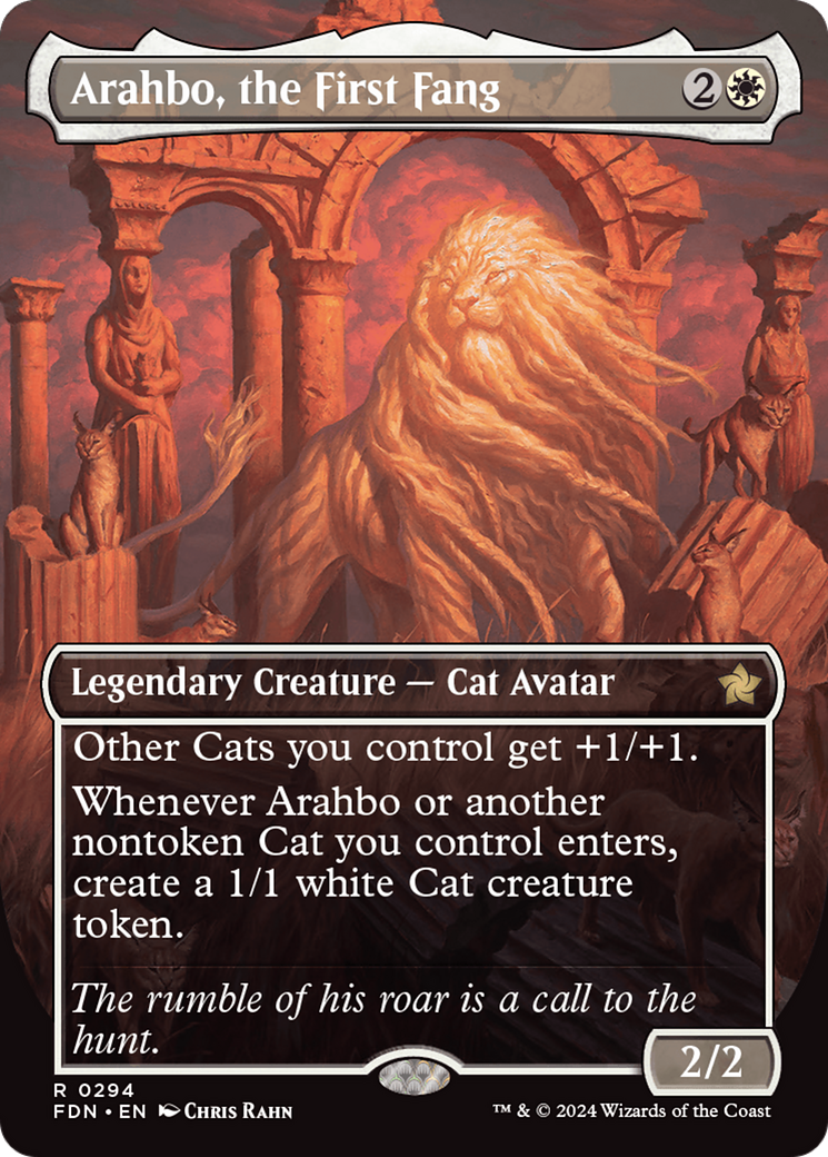 Arahbo, the First Fang - Rare Legendary Creature — Cat Avatar card from Foundations