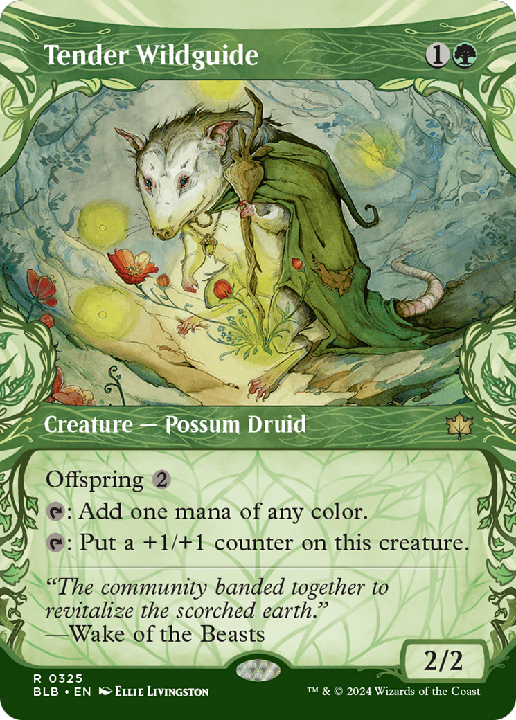 Tender Wildguide - Rare Creature — Possum Druid card from Bloomburrow
