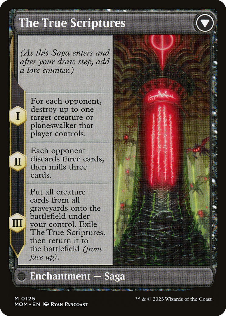 Back face of Sheoldred // The True Scriptures - Enchantment — Saga card