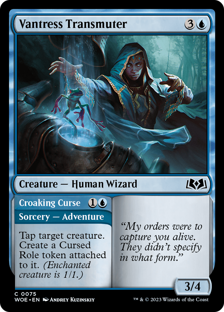 Vantress Transmuter // Croaking Curse - Common Creature — Human Wizard card from Wilds of Eldraine