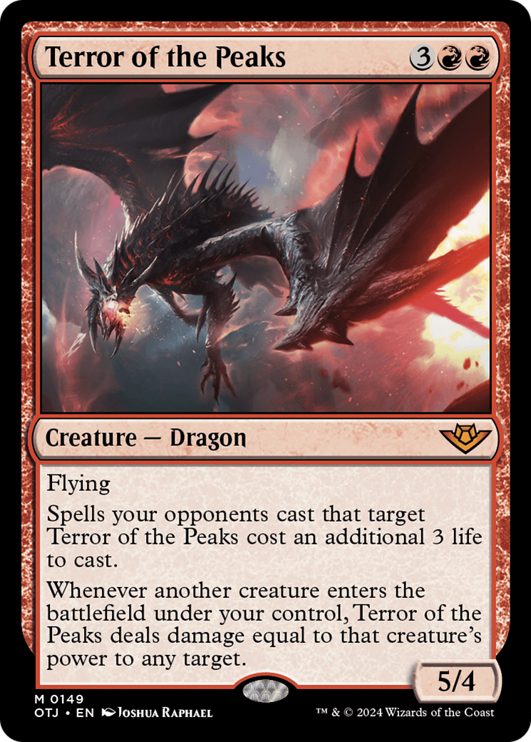 Terror of the Peaks - Mythic Creature — Dragon card from Outlaws of Thunder Junction