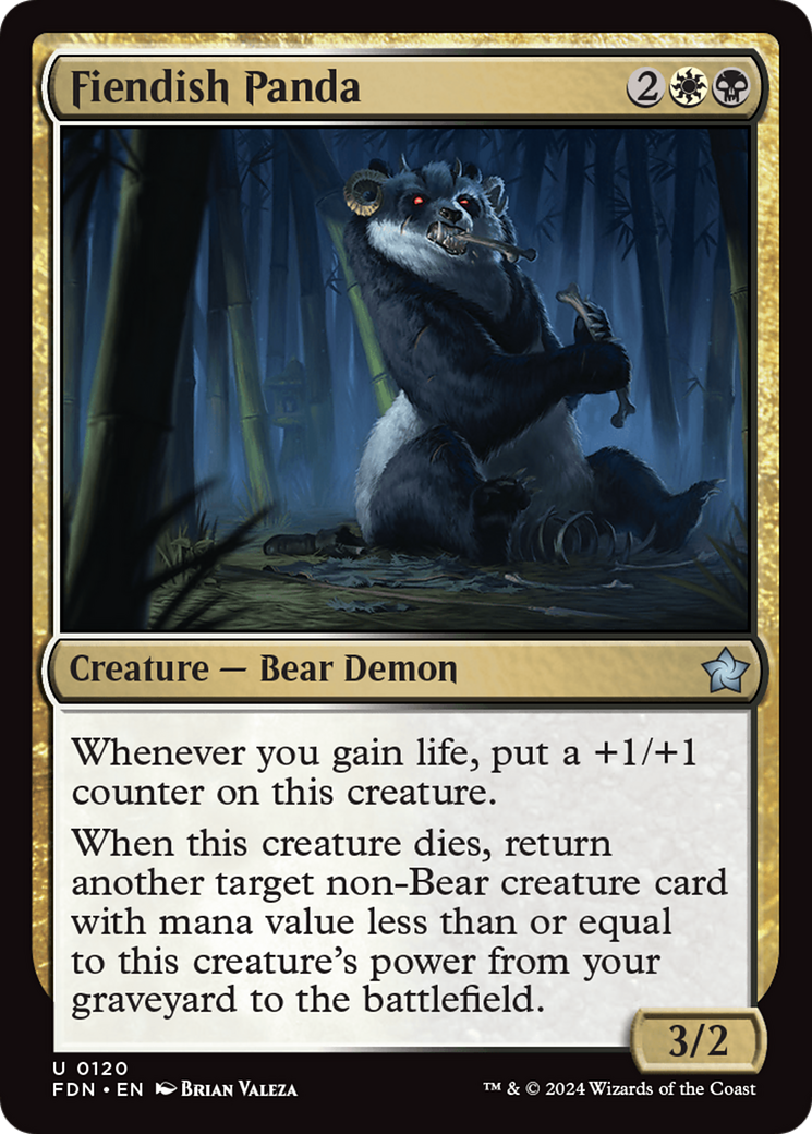 Fiendish Panda - Uncommon Creature — Bear Demon card from Foundations