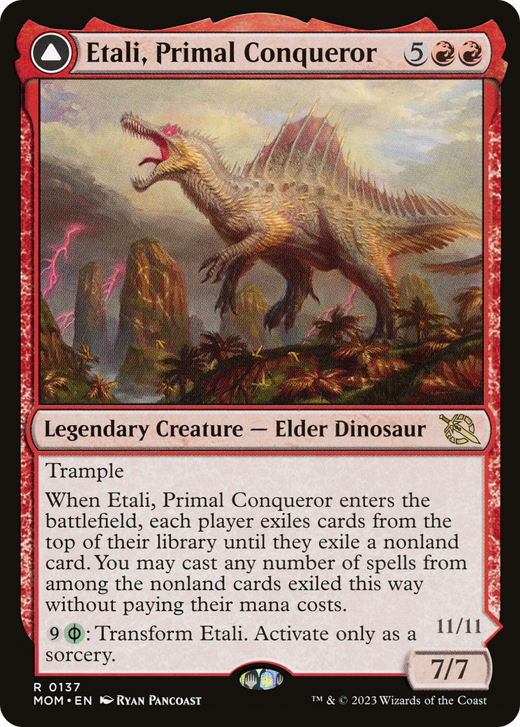 Etali, Primal Conqueror // Etali, Primal Sickness - Rare Legendary Creature — Elder Dinosaur card from March of the Machine