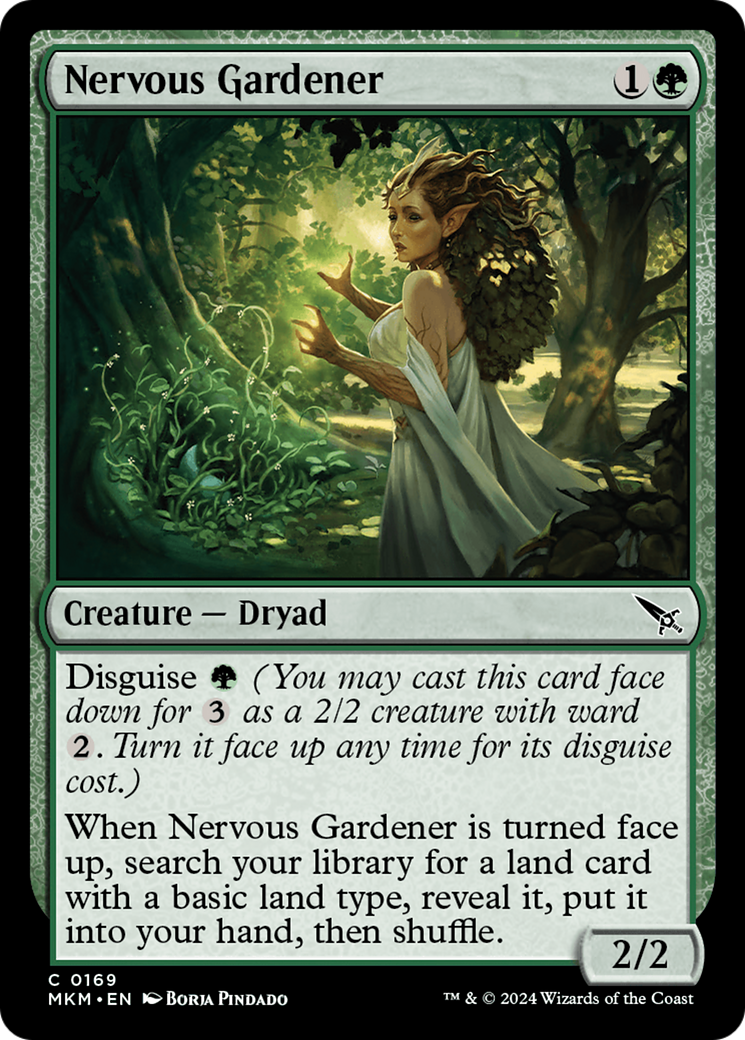Nervous Gardener - Common Creature — Dryad card from Murders at Karlov Manor