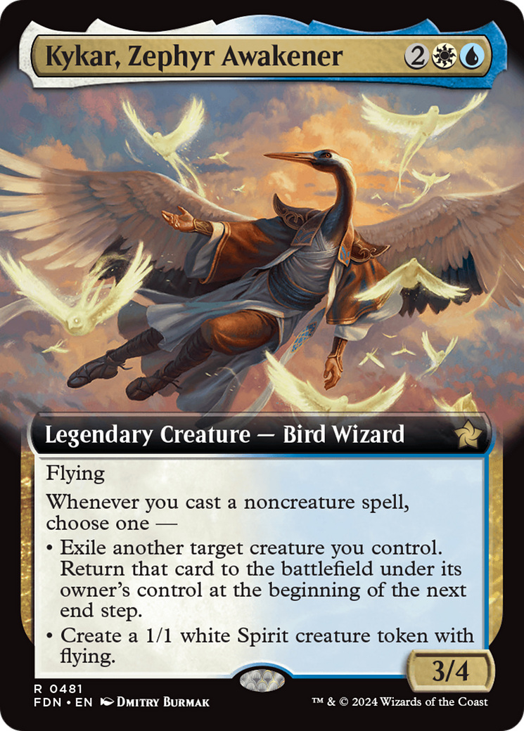 Kykar, Zephyr Awakener - Rare Legendary Creature — Bird Wizard card from Foundations