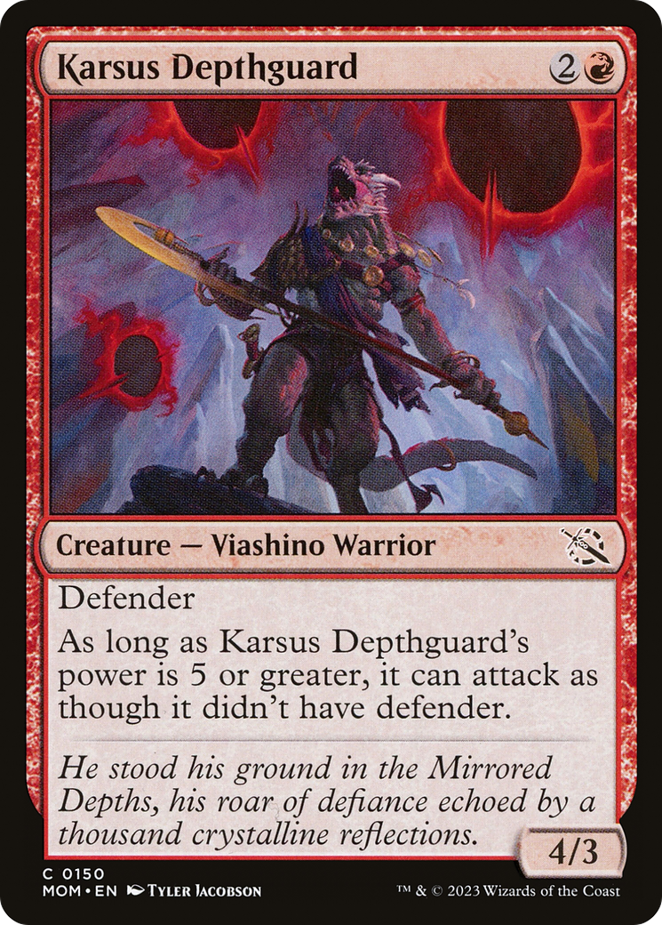 Karsus Depthguard - Common Creature — Lizard Warrior card from March of the Machine