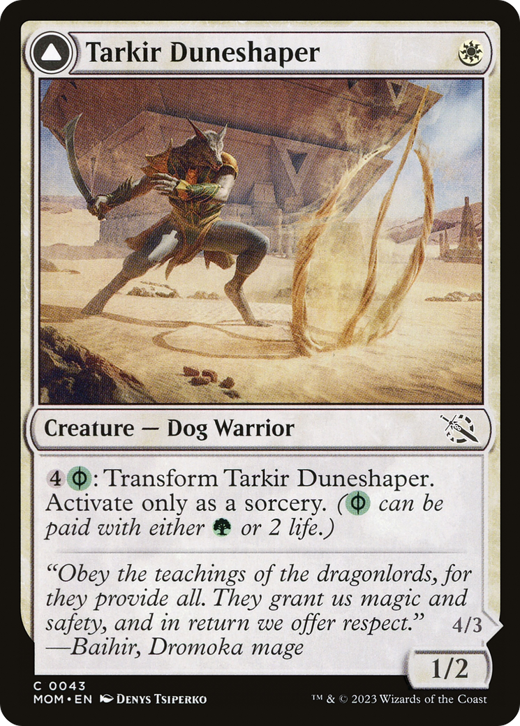 Tarkir Duneshaper // Burnished Dunestomper - Common Creature — Dog Warrior card from March of the Machine